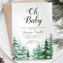 Baby Shower för Forest Gräs Träd Boy Baby Shower Inbjudningar