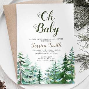 Baby Shower för Forest Gräs Träd Boy Baby Shower Inbjudningar