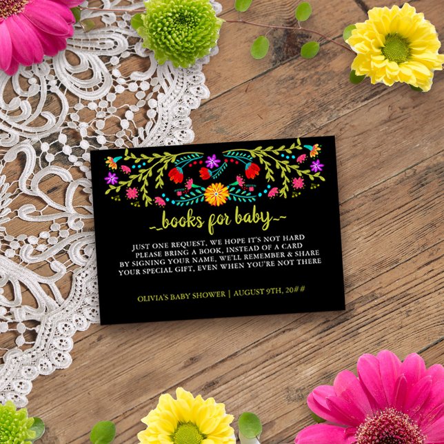Baby Shower för förfrågan från mexikanska Fiesta B Tilläggskort (Baby Shower Book Request insert card from my Mexican Fiesta Floral collection)