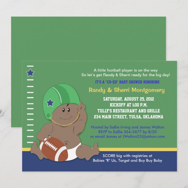 Baby Shower för fotbollsturnering i Baby (#2) Inbjudningar (Fram/baksida)