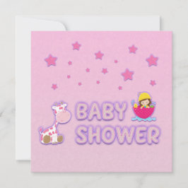 Baby Shower for Girl Stars and Giraffe Inbjudningar