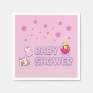 Baby Shower for Girl Stars Giraffe Umbrella Pappersservett