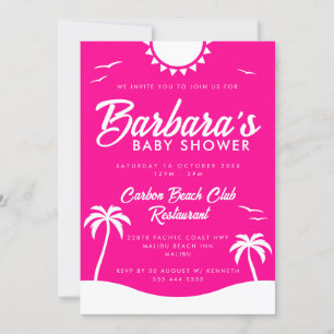 Baby Shower för Girly Shock rosa Summer Beach Part Inbjudningar