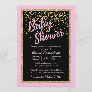 Baby shower för glitter för beställnings- inbjudningar