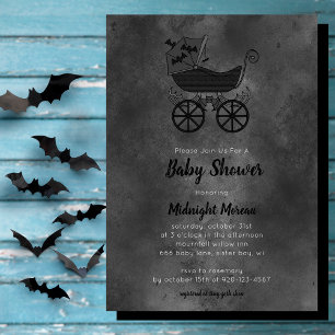 Baby Shower för Gotham Vintage Fladdermus Barnvagn Inbjudningar