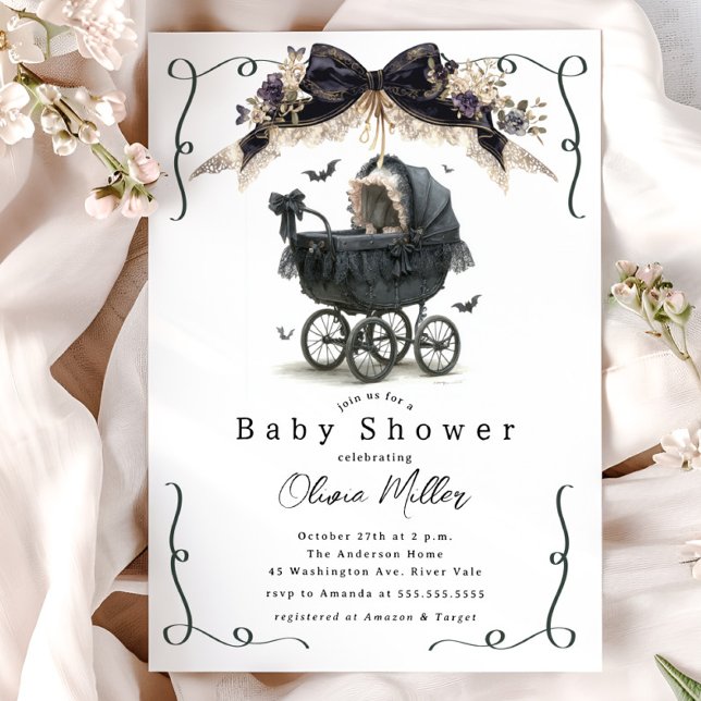 Baby Shower för gotin-Vintage Pram Inbjudningar (Skapare uppladdad)