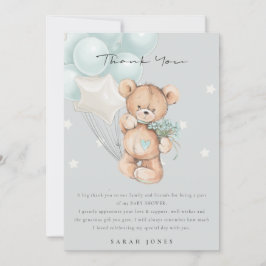 Baby Shower för grått Blue Bear Barly Wait Balloon Tack Kort