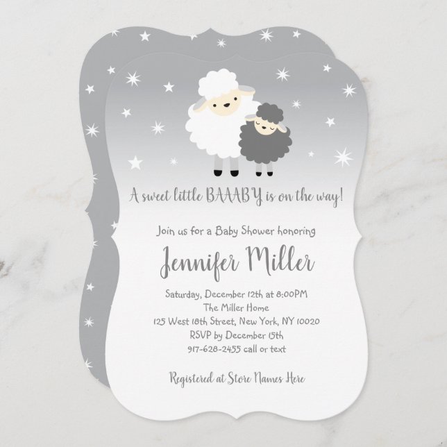 Baby Shower för Grått och vit lampa Inbjudningar (Fram/baksida)