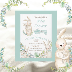 Baby Shower för Grönt för kute på djur Inbjudningar