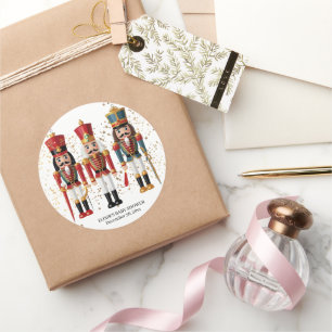 Baby Shower för guld Glitter Red & Blue Nutcracker Runt Klistermärke