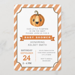 Baby shower för Halloween pumpaorange Inbjudningar