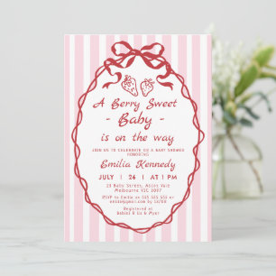 Baby Shower för Hand plockade Red Berry Strawberry Inbjudningar