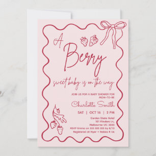 Baby Shower för hand plockade Red Strawberry Baby Inbjudningar