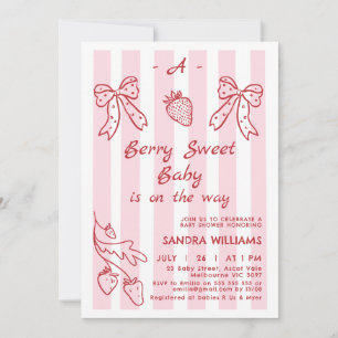 Baby Shower för Hand plockade Red Strawberry Inbjudningar