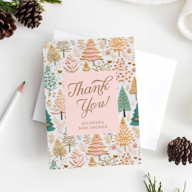 Baby Shower för Helgdag Girl Tack Kort (Winter Girl Baby Shower Thank you card)