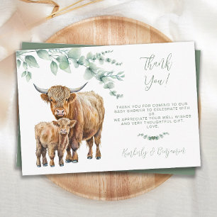 Baby Shower för höglandskö i Boskap Greenery Tack Kort