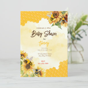 Baby Shower för honung Comb Bee Inbjudningar