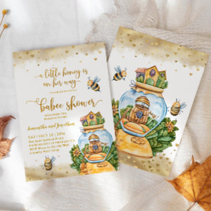 Baby Shower för HonungComb och Bee Illustration Inbjudningar