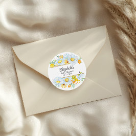 Baby Shower för honungsBee Wildblommor Runt Klistermärke