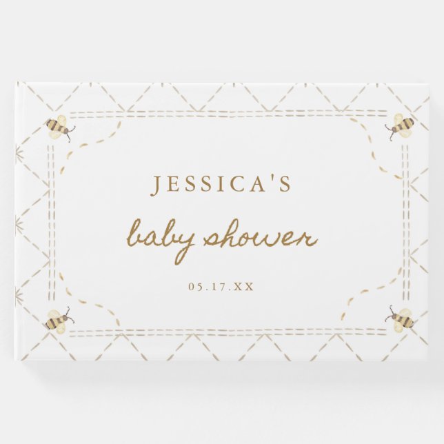 Baby Shower för honungsbi teme Gästböcker (Framsida)