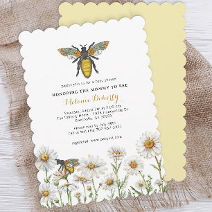 Baby Shower för honungsbin Bumblebee Wildblommor Inbjudningar