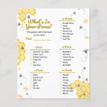 Baby Shower för honungsbin Vad är i ditt Purse-spe