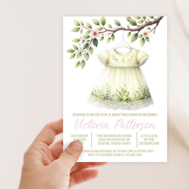 Baby Shower för jingtime Wildblomskläder Inbjudningar (Wildflower dress spring baby shower invitation. Instant download and printed invitations available.)