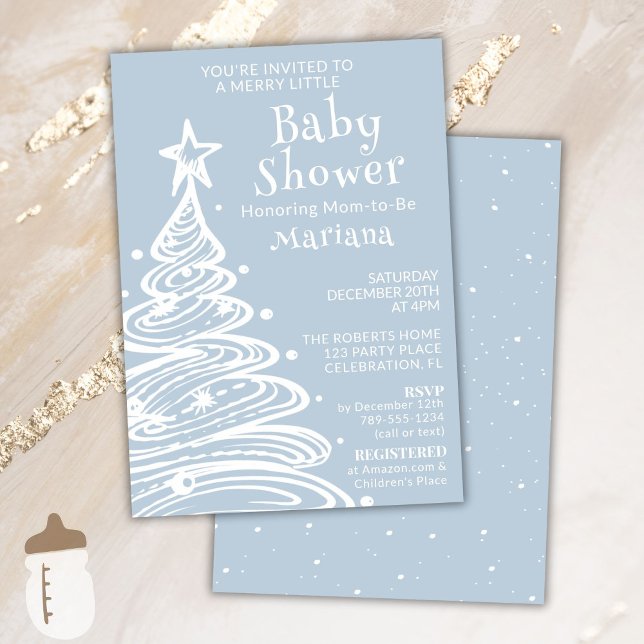 Baby Shower för julboho Blue Boy Inbjudningar (Skapare uppladdad)