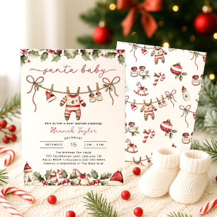 Baby Shower för julklapp i Santa Baby Inbjudningar