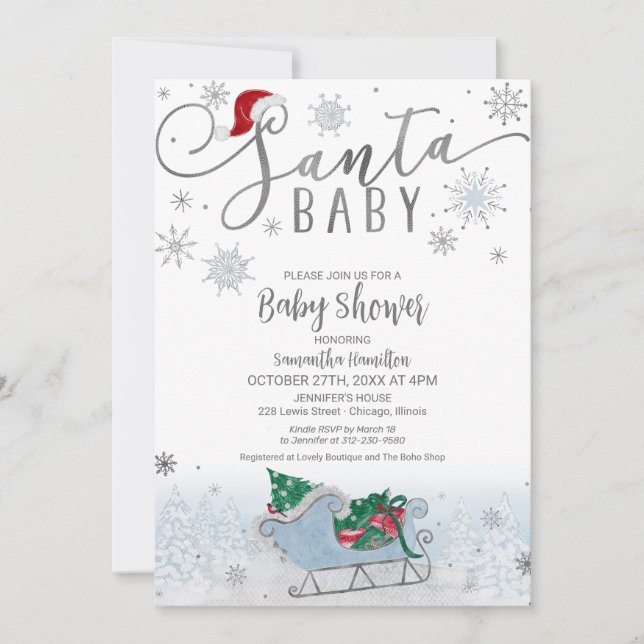 Baby Shower för julpojken i Santa Baby Inbjudningar (Framsida)