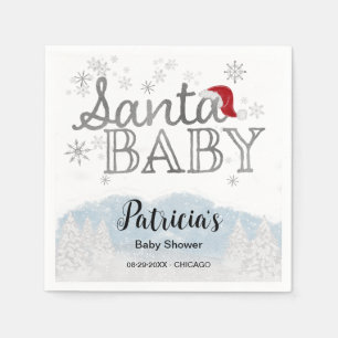 Baby Shower för julpojken i Santa Baby Pappersservett