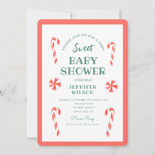 Baby Shower för jultomten Baby Candy Sweet Baby Ba Inbjudningar
