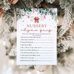 Baby Shower för jultomten Nursery Rhyme Quiz Inbjudningar
