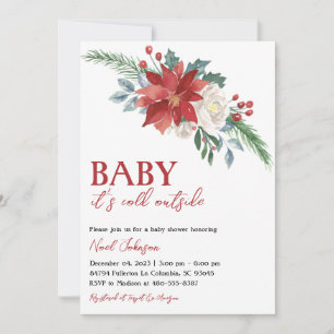 Baby Shower för julvinter-Blommigten Inbjudningar