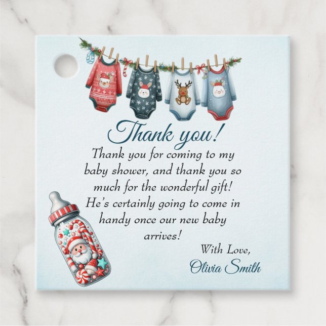 Baby Shower för julvinter i Baby Gåvor Etiketter (Framsida)