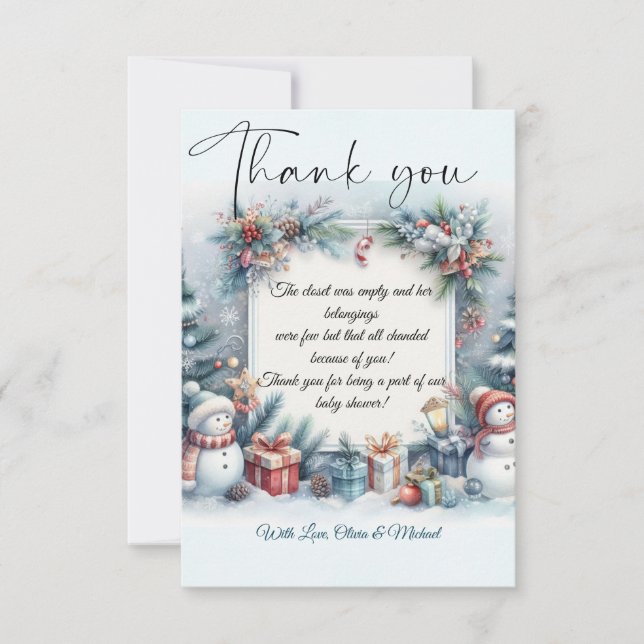 Baby Shower för julvinter i Baby Tack Kort (Framsida)