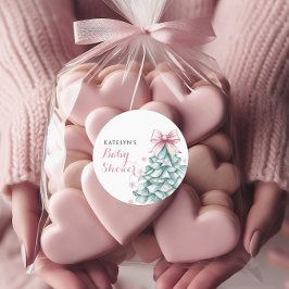 Baby Shower för julvinterflicka Runt Klistermärke