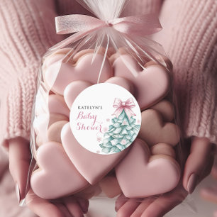 Baby Shower för julvinterflicka Runt Klistermärke