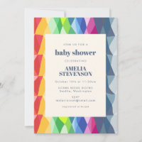 Baby Shower för kalk-Abstrakt Geometric Rainbow Pr
