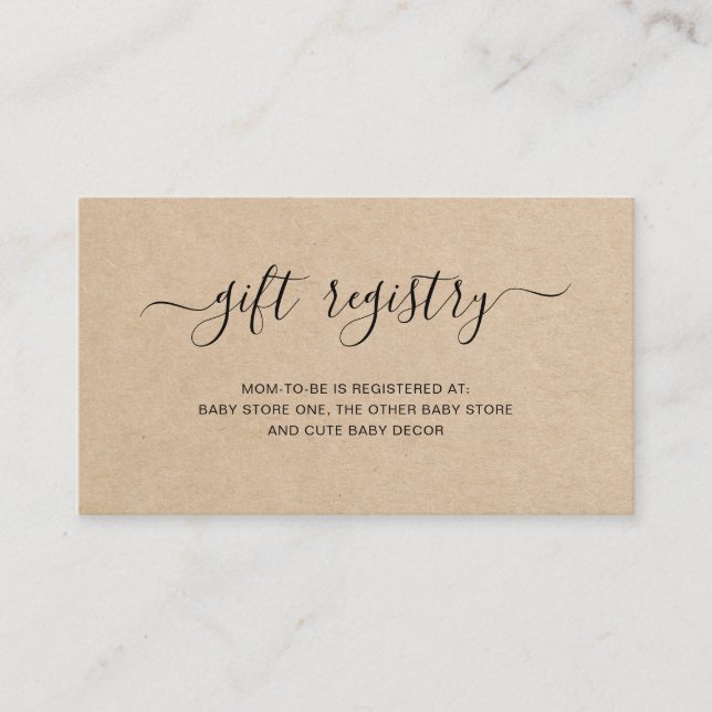 Baby Shower för könsneutral Brown Gift Registry Tilläggskort (Framsida)