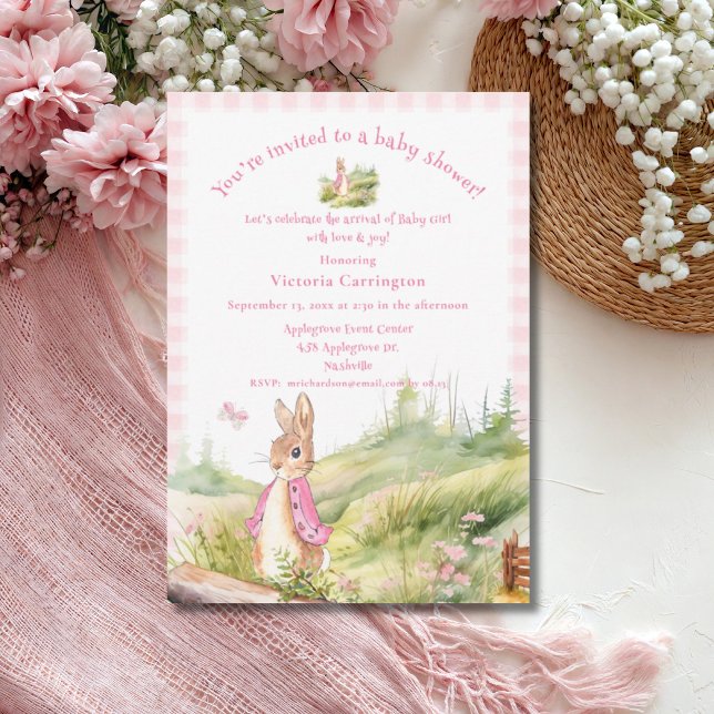 Baby Shower för kute Rosa Rabbit Inbjudningar (Skapare uppladdad)