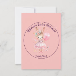 Baby Shower för kute Rosa Rabbit Tack Kort