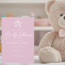 Baby Shower för kute Rosa White Typography