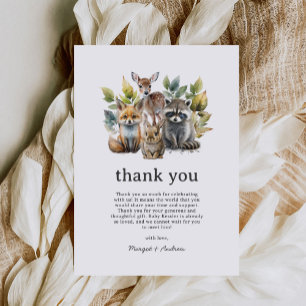 Baby Shower för kute Woodland Forest Animals Tack Kort