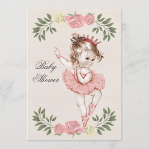 Baby shower för lagrar för vintageBallerinaro Inbjudningar