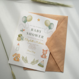 Baby Shower för Leksak i Cute Baby Nalle Inbjudningar