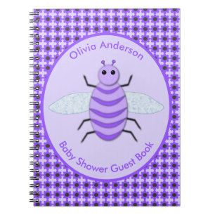 Baby Shower för Lila Flicka Bee Anpassningsbar Bab Anteckningsbok