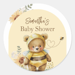 Baby Shower för lilla honungsbin Runt Klistermärke