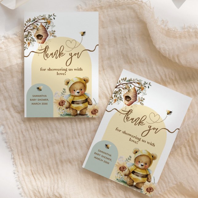 Baby Shower för lilla honungsbin Tack Kort (Skapare uppladdad)