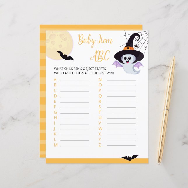 Baby shower för Little Boo Halloween-papper (Fram/Back In Situ)